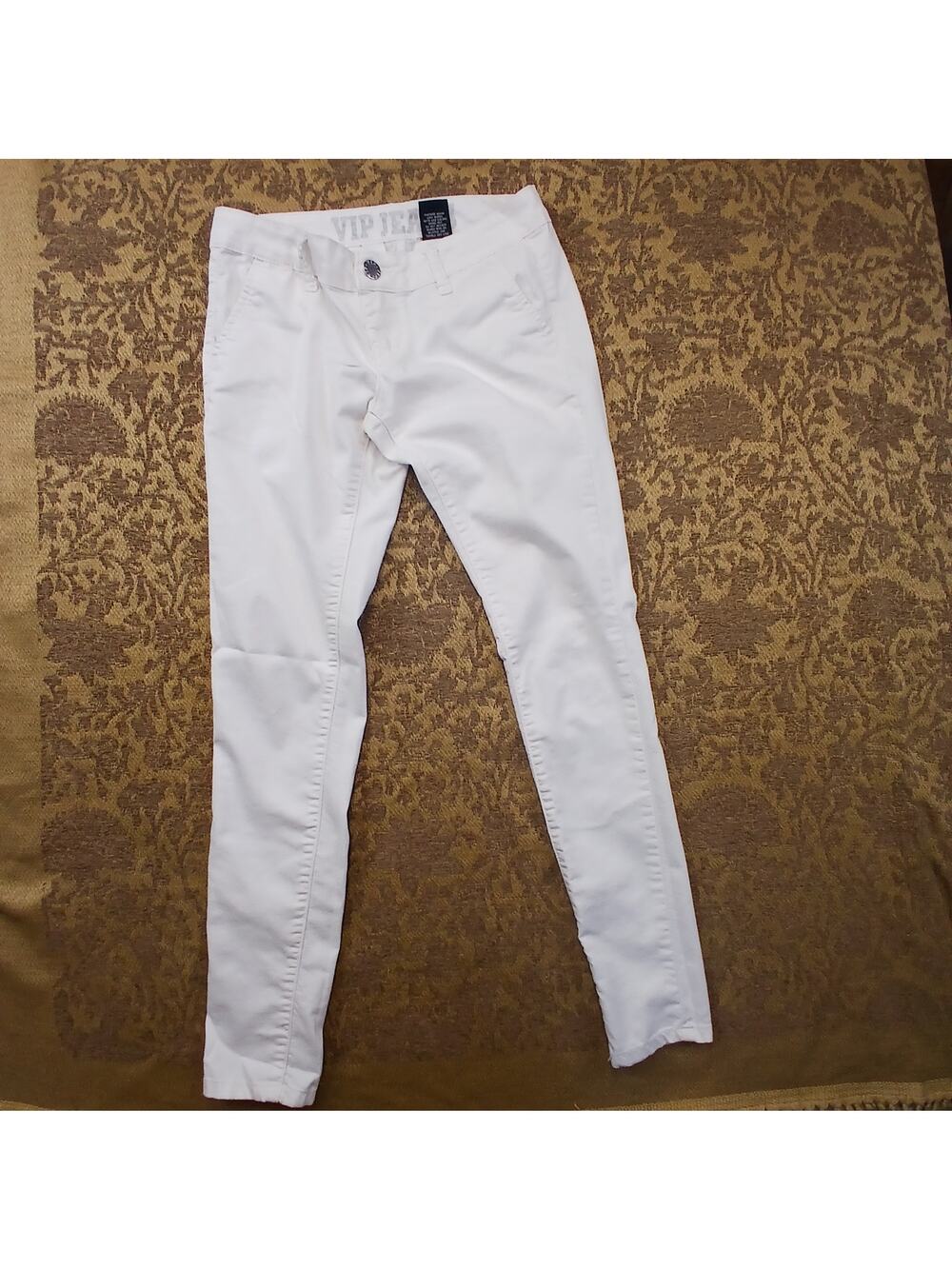 VIP Jeans White Skinny Pants 1/2 Regular Womens Casual Low Rise Trouser Denim